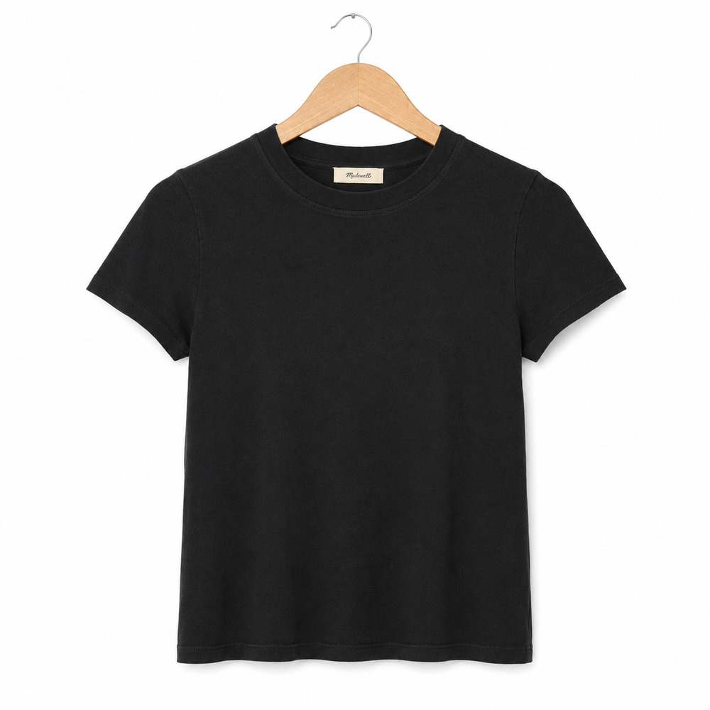 Madewell The Relaxed Tee in Vintage Jersey Women Size XXS Black Cotton Blend NWT